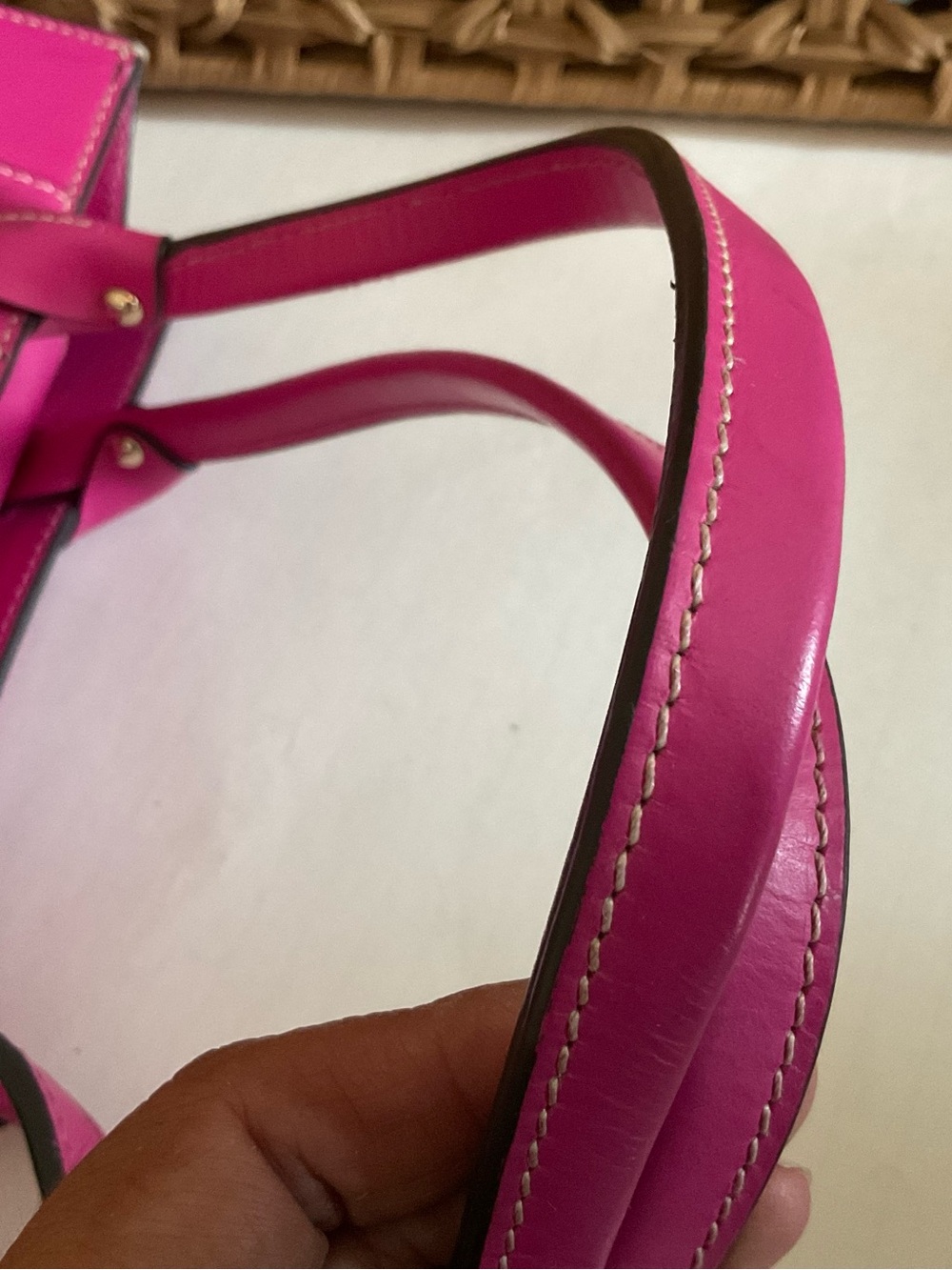 Dooney & Bourke Hot Pink and Tan Woven Tote - Picture 9 of 16